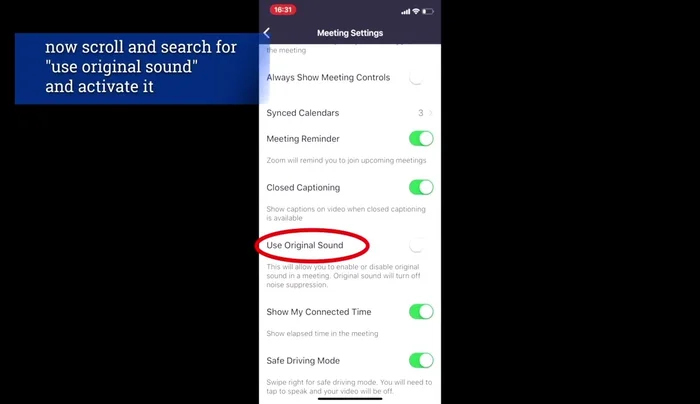 Attiva "Original Sound" se non è già attivato.
