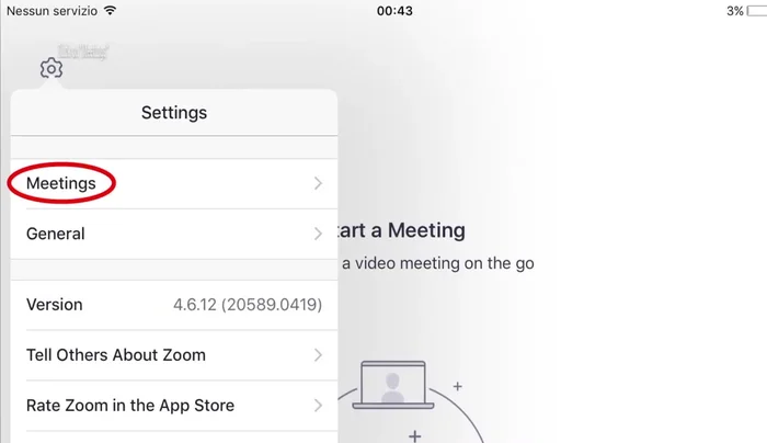 Clicca su "Meetings".