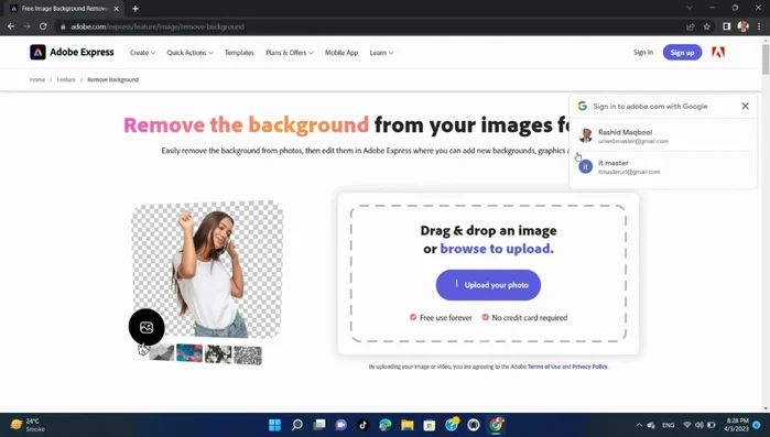 Fai clic su 'Carica foto' e seleziona l'immagine dal tuo computer.