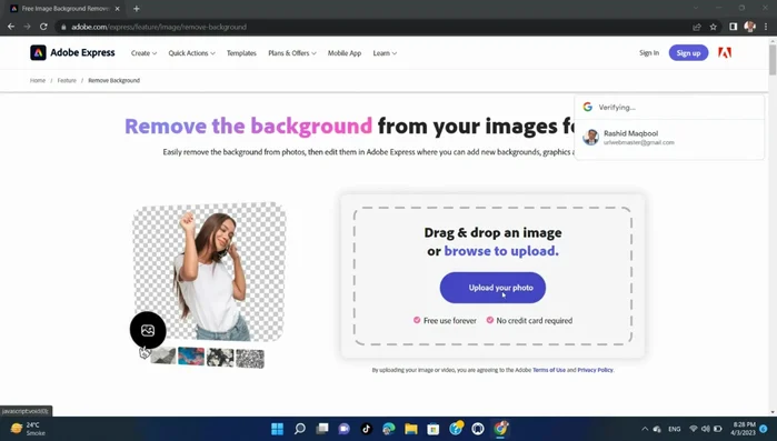 Fai clic su 'Carica foto' e seleziona l'immagine dal tuo computer.