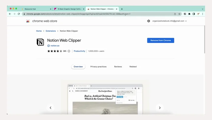 Installare l'estensione Notion Web Clipper sul tuo browser.