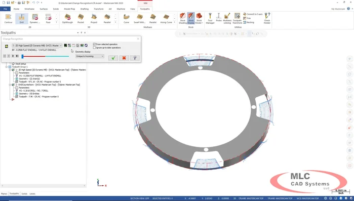 Esaminare ogni percorso utensile e decidere se rigenerarlo o modificare la selezione geometrica.