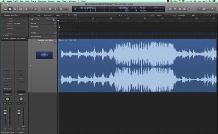 Tagliare la traccia all'inizio, eliminando la parte iniziale silenziosa.