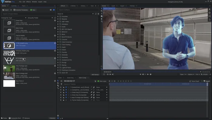 Aggiungere grafica fluttuante (immagini o elementi 3D) attorno all'attore, animando posizione e scala per creare movimento.