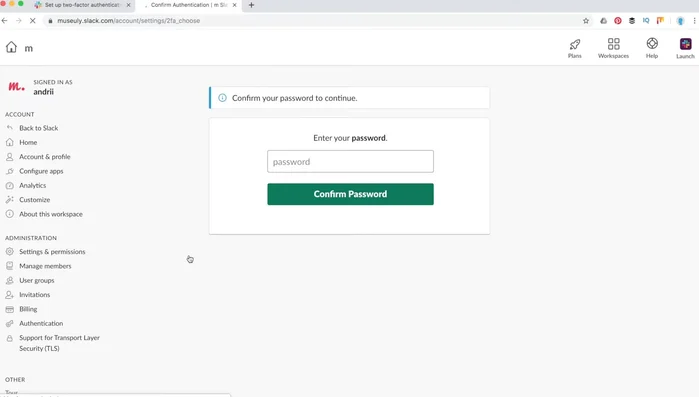 Scegli un'app di autenticazione (Google Authenticator, Microsoft Authenticator consigliate) o l'autenticazione via SMS.