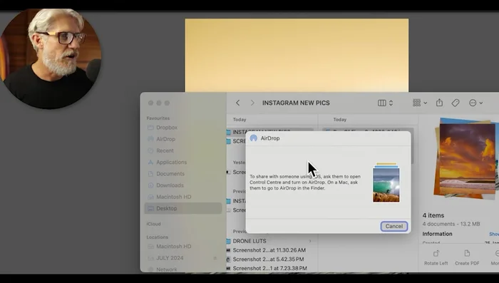 Trasferisci le immagini ridimensionate sul tuo telefono (es. via AirDrop).