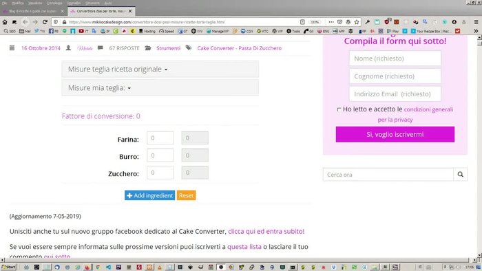 Aprire l'applicazione o il sito web per la conversione di ricette.