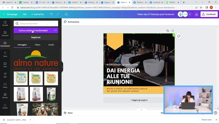 Modifica il testo del post per adattarlo alla tua promozione (es: capsule Lavazza per ufficio).