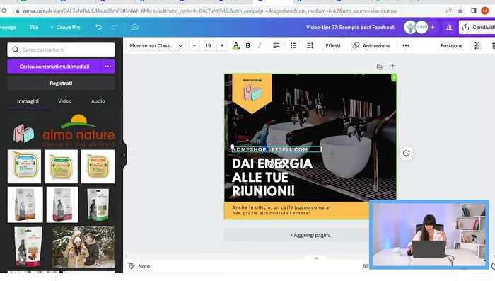 Modifica il testo del post per adattarlo alla tua promozione (es: capsule Lavazza per ufficio).