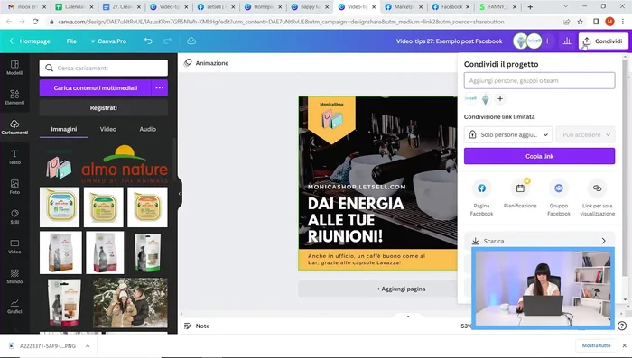 Carica l'immagine su Facebook e pubblica il tuo post.