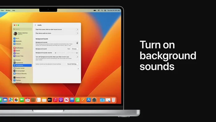 Attiva "Suoni di sottofondo".