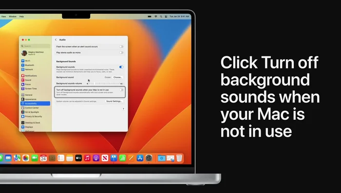(Opzionale) Disattiva i suoni quando il Mac non è in uso (schermo bloccato o salvaschermo attivo).