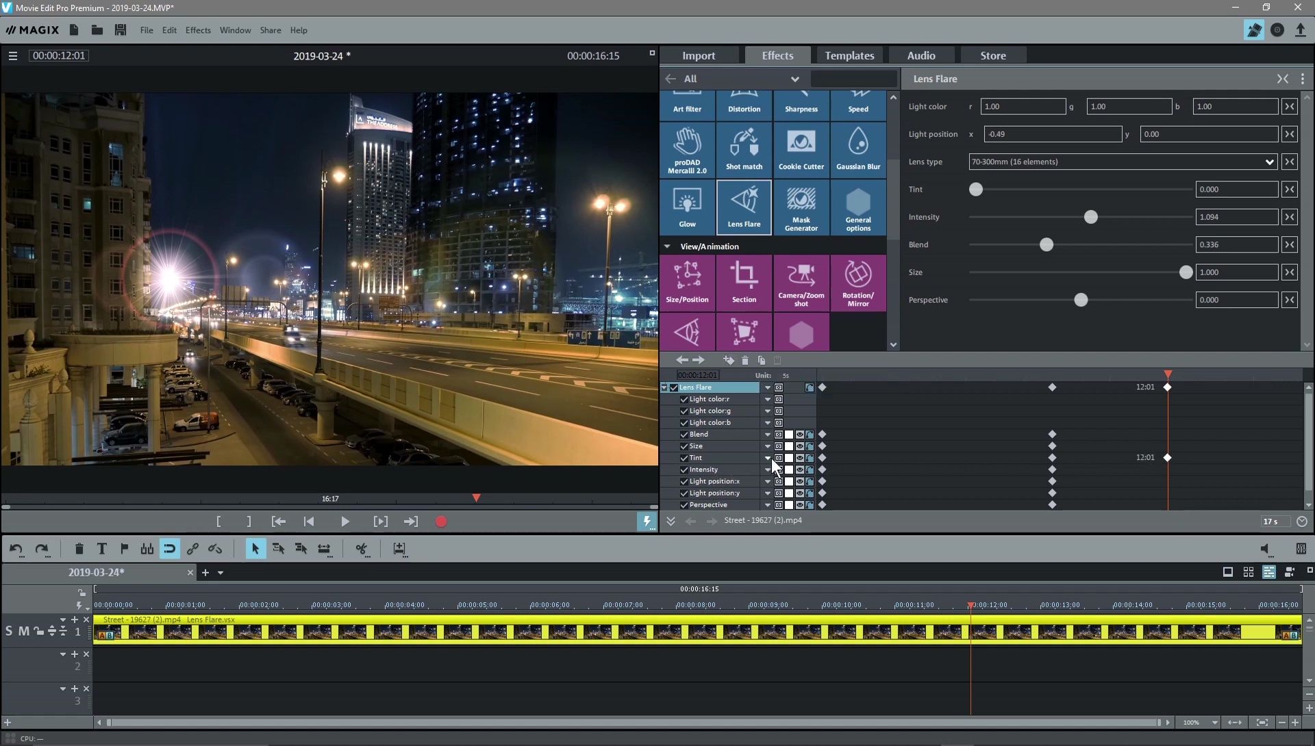 Effetto Lens Flare in MAGIX Movie Edit Pro 2019: Guida Completa