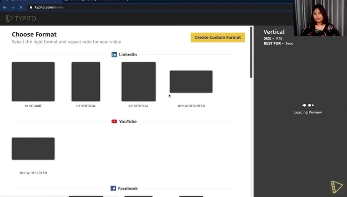 Crea un nuovo progetto, scegliendo formato e rapporto d'aspetto.
