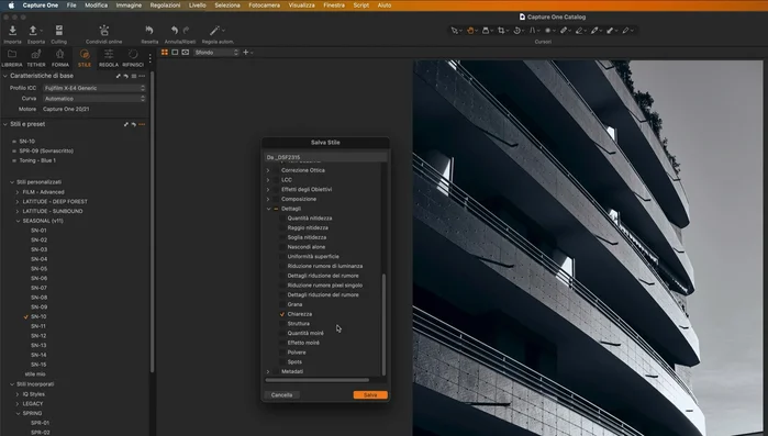 Salvare la combinazione come nuovo stile personalizzato.