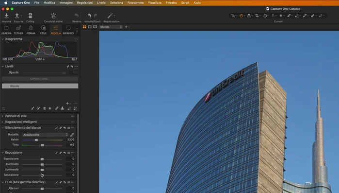 Apportare le modifiche desiderate (es: esposizione, contrasto, saturazione).