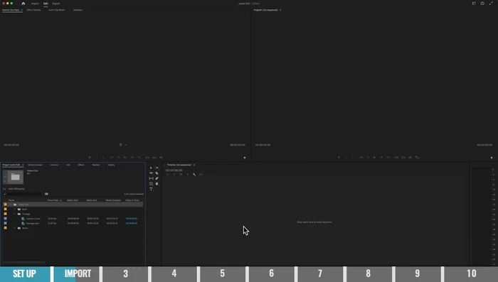 Creazione della timeline (sequenza) trascinando il video principale