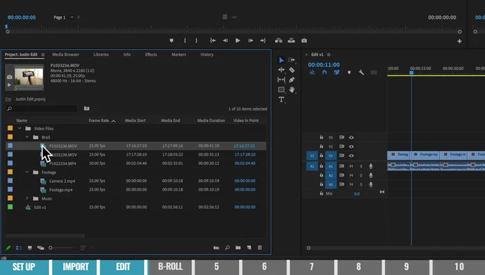 Importazione del B-roll e sovrapposizioni