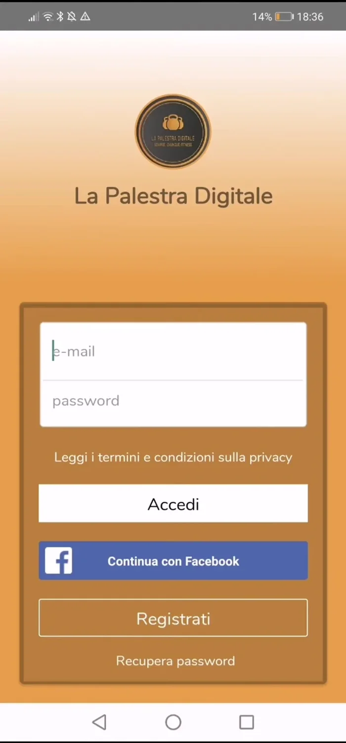 Dopo la registrazione, puoi accedere alla schermata principale dell'app.