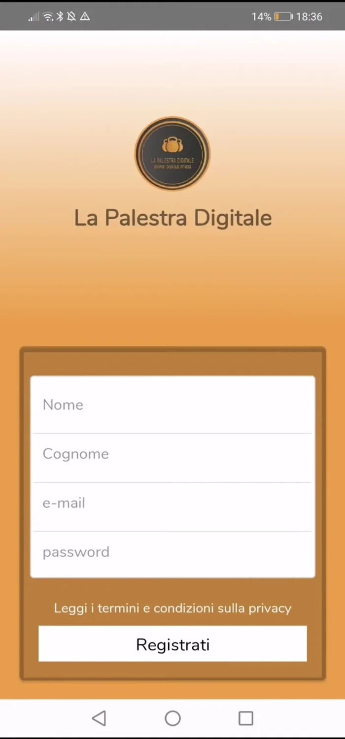 Dopo la registrazione, puoi accedere alla schermata principale dell'app.