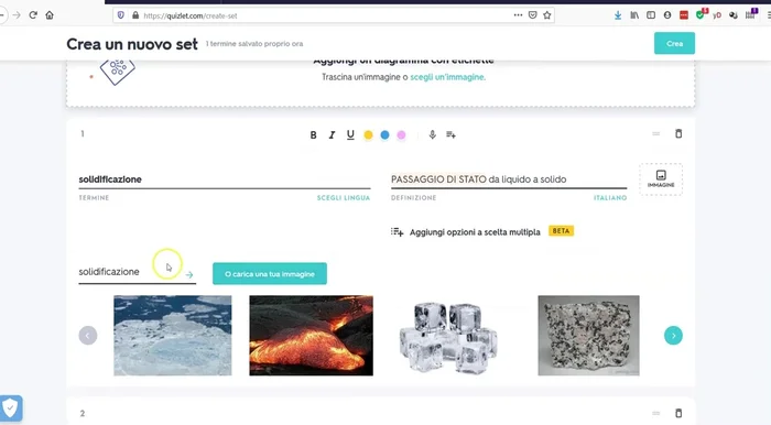 Aggiungi un'immagine (facoltativa) cercandola tramite Google direttamente da Quizlet.
