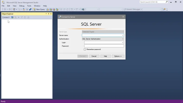 Connettersi al nuovo database con Microsoft SQL Server Management Studio usando l'URL, le credenziali e aggiungere una nuova regola firewall per l'accesso dal proprio IP.