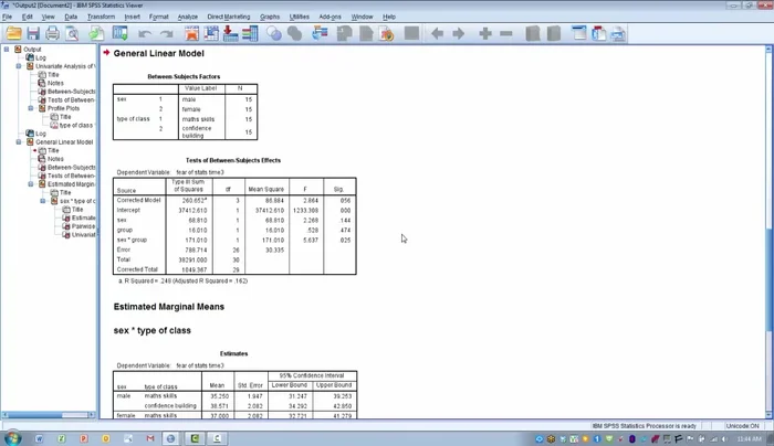 Eseguire l'analisi in SPSS cliccando su 'Esegui tutto'.