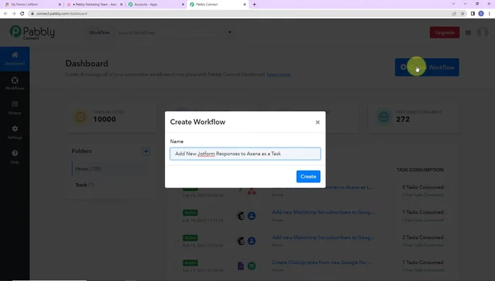 Crea un nuovo flusso di lavoro su Public Connect, assegnandogli un nome descrittivo.