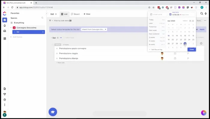 Impostazione di scadenze e priorità per ogni attività.