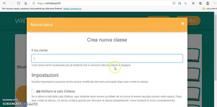 Copiare il codice camera o generare il QR code per condividerlo con gli studenti.