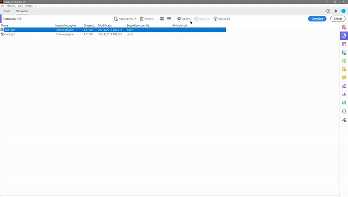Scegliere la vista (miniature o elenco)