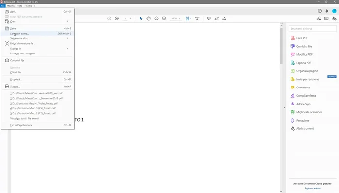 Salvare il nuovo file PDF