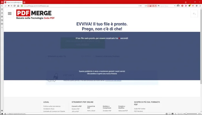 Cliccare su "Unisci"