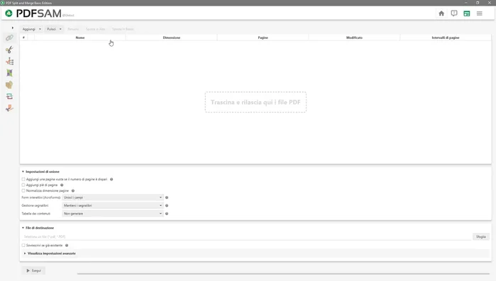 Aprire il programma e cliccare su "Unisci"