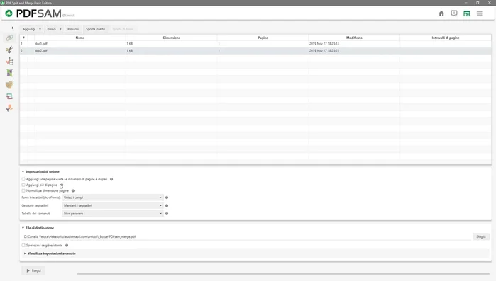 Configurare le impostazioni di unione (se necessario)