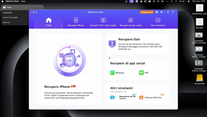 Scegliere il disco rigido dove era situato il file.