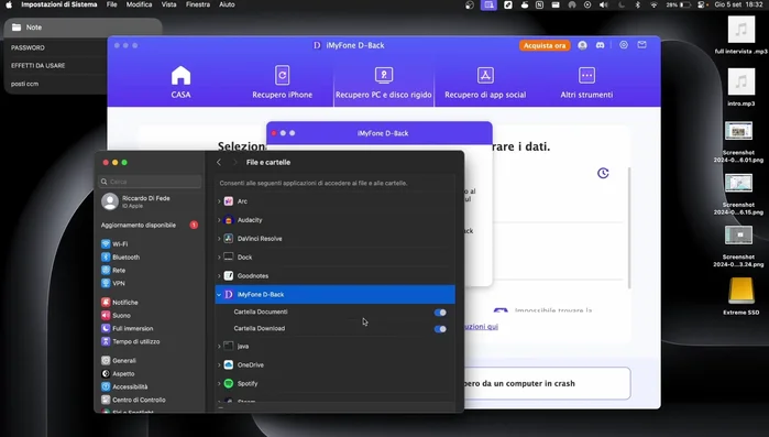 Autorizzare dBack con le chiavi di accesso del disco.