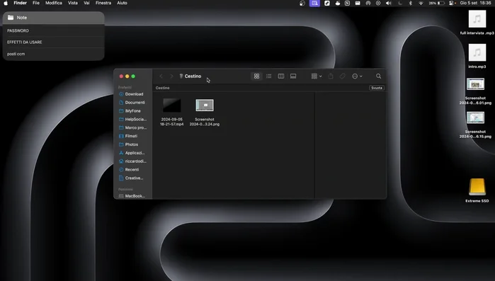 Trovare il file eliminato.