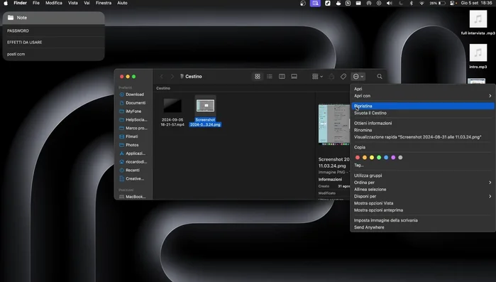 Selezionare "Ripristina".