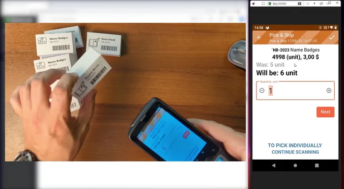 Completa il prelievo e verifica le quantità.
