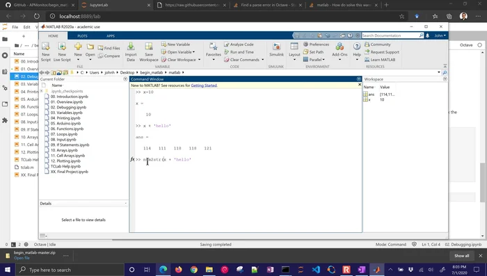 Impara la concatenazione di stringhe e numeri: usa la funzione `num2str()` per convertire numeri in stringhe prima di concatenarli con altre stringhe. Evita di usare l'operatore `+` per concatenare numeri e stringhe direttamente.