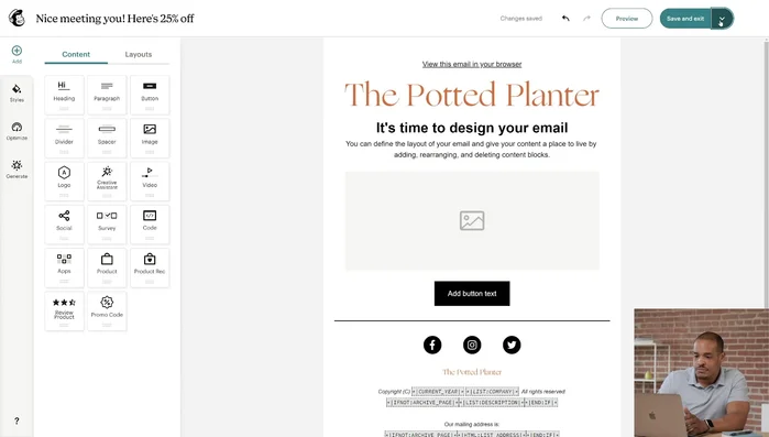 Impostare il logo: Caricare il logo del proprio brand nella sezione 'I miei file' in Content Studio per un'immagine del marchio coerente in tutta l'email.