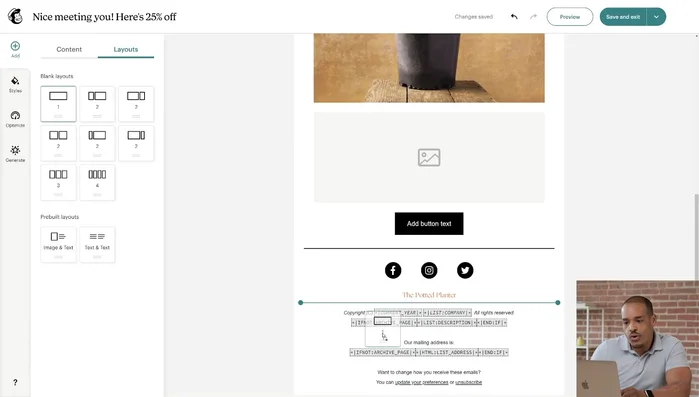 Spostare e duplicare i blocchi: Trascinare e rilasciare i blocchi per riposizionarli nel template. Duplicare i blocchi per risparmiare tempo e mantenere la coerenza.