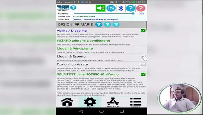 Accedi alle opzioni e attiva la "Modalità Esperto".