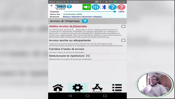 Attiva le notifiche per chiamate, batteria, orario e Bluetooth.