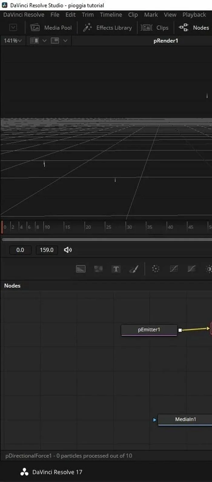 Aggiungere un nodo 'Directional Blur' per sfocare le gocce e renderle più realistiche.