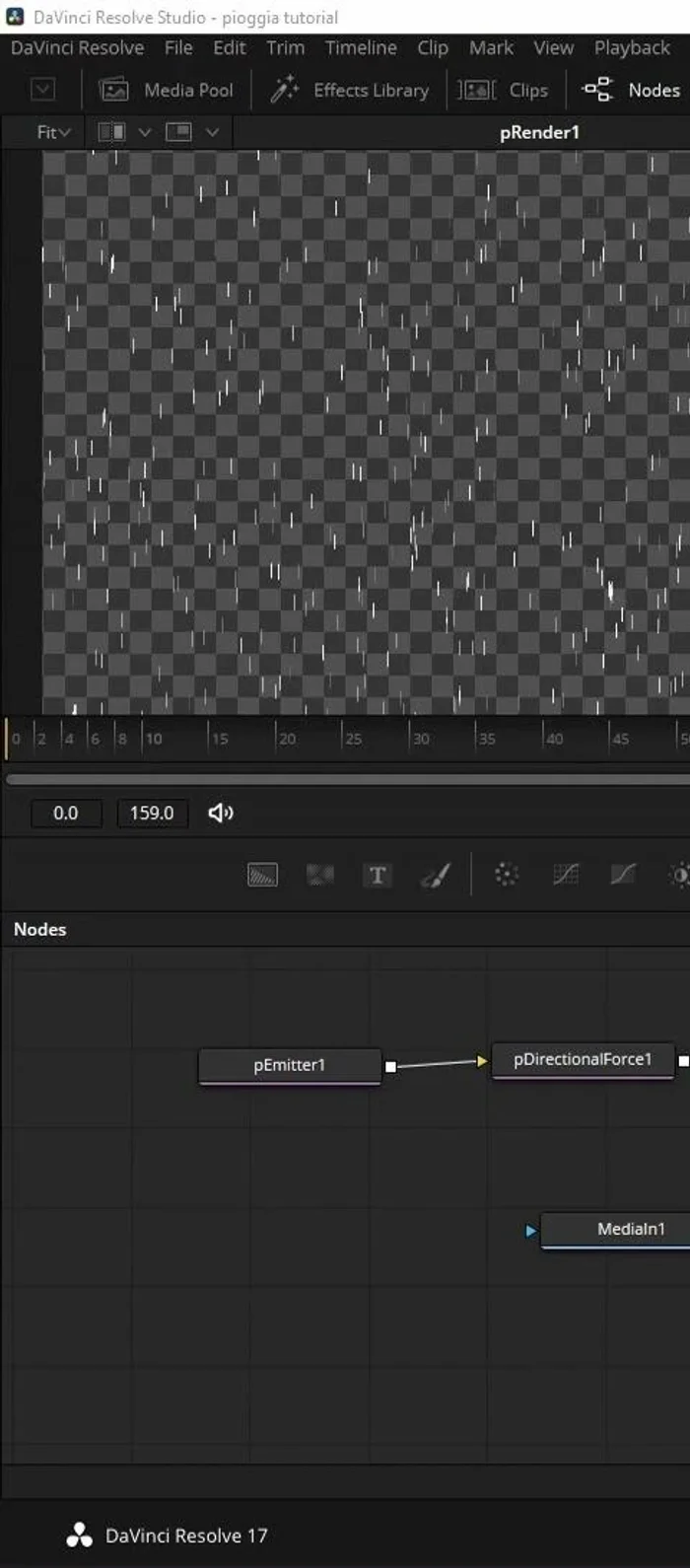 Opzionale: Aumentare le dimensioni del nodo 'Emettitore Particelle' per coprire meglio l'intera scena.