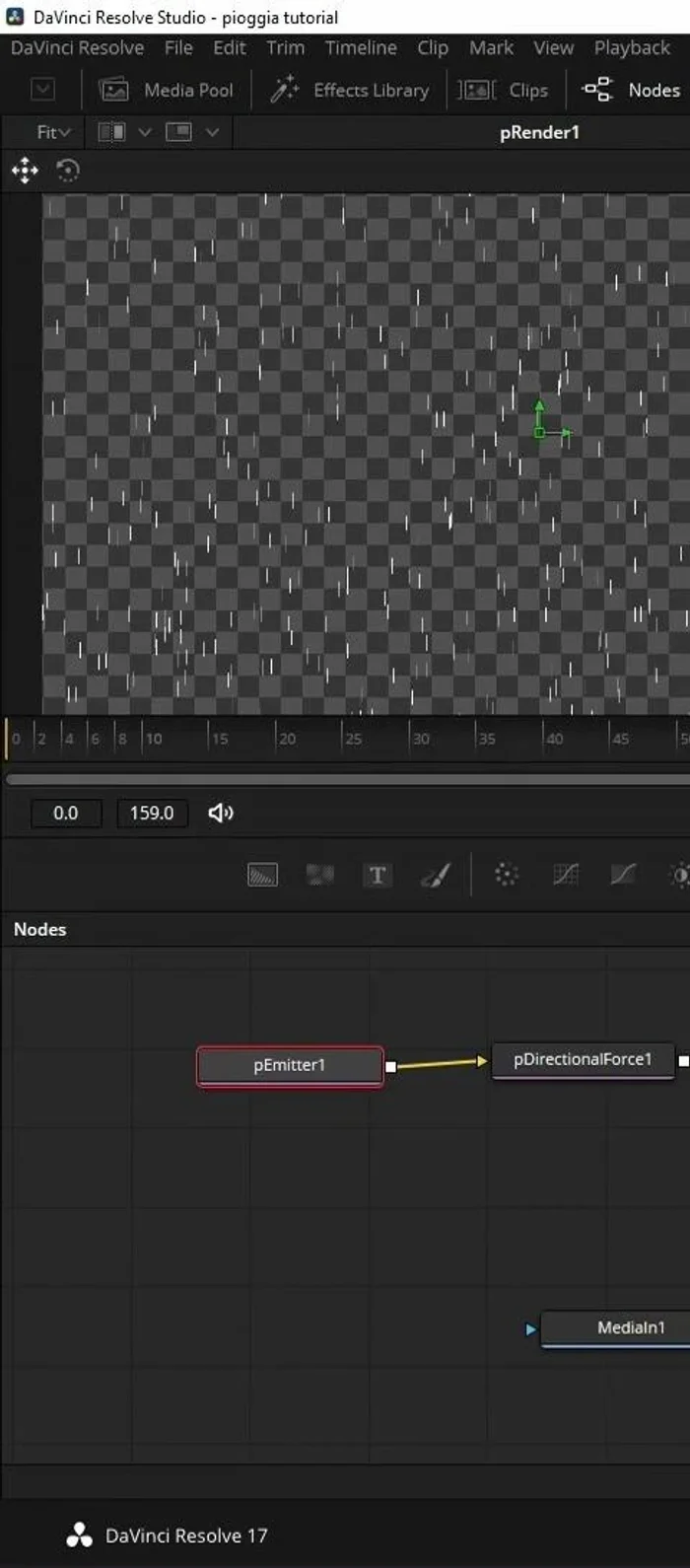 Opzionale: Aumentare le dimensioni del nodo 'Emettitore Particelle' per coprire meglio l'intera scena.