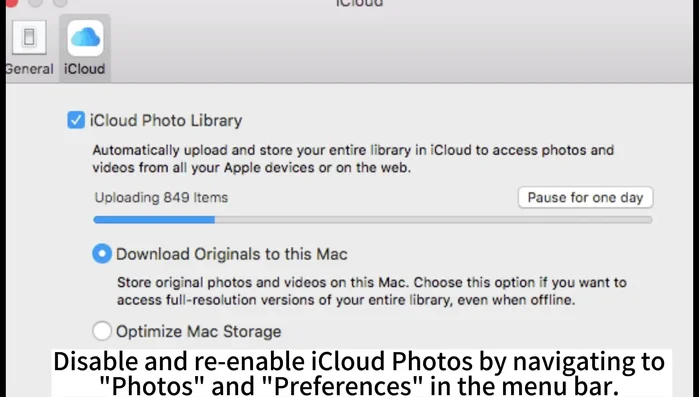 Disattiva e riattiva la sincronizzazione foto di iCloud