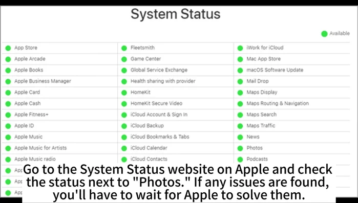 Controlla lo stato del sistema iCloud
